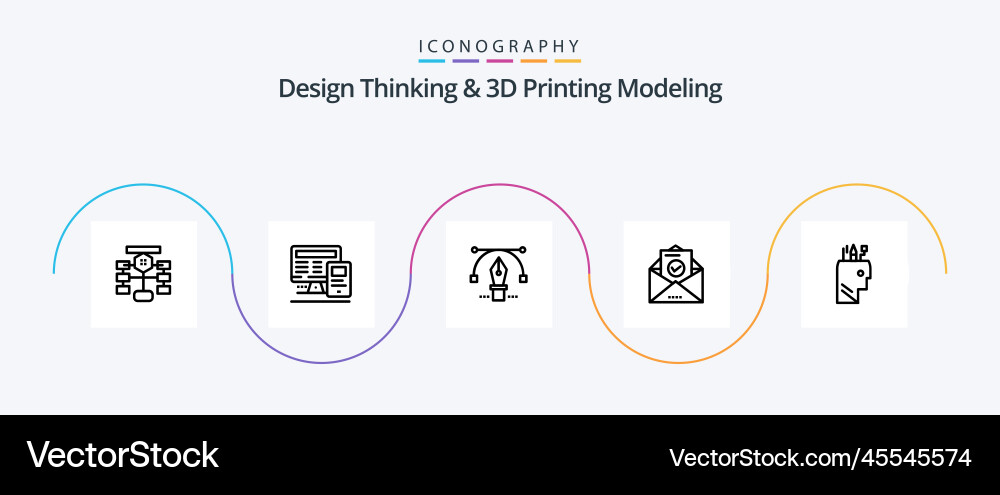 Design thinking and d printing modeling line 5 Vector Image