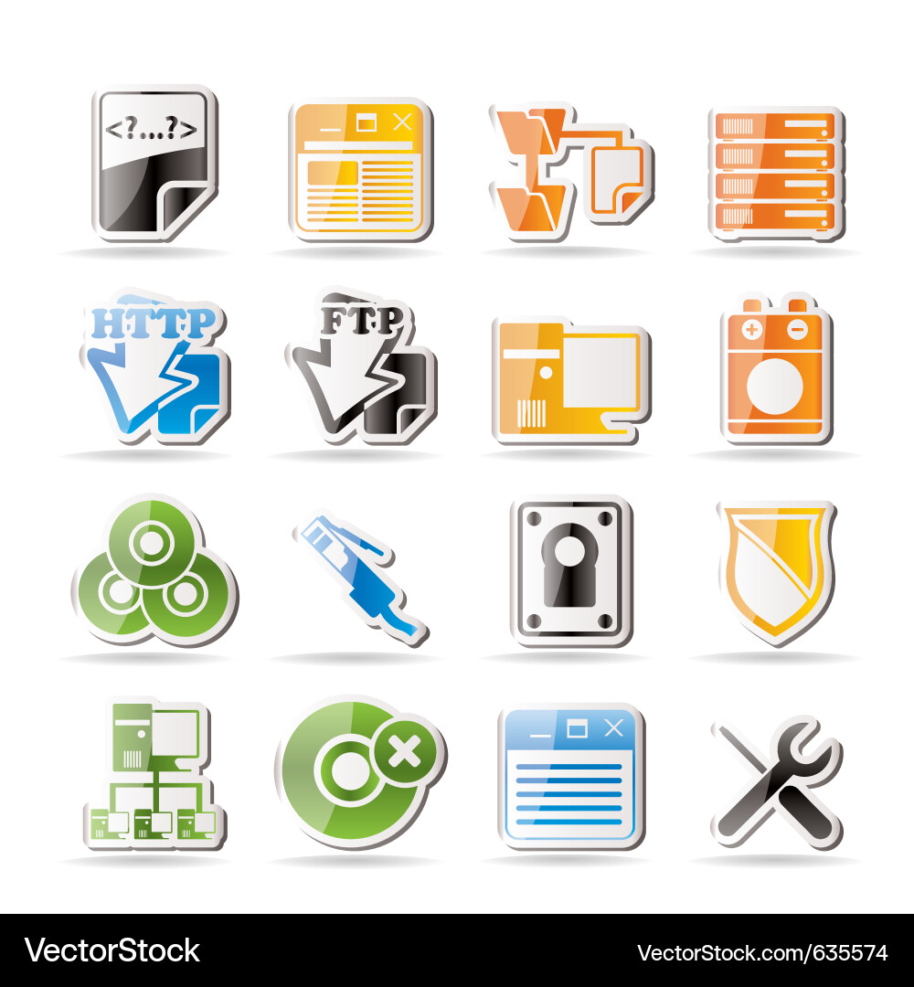 Einfache Server-Seite Computer-Symbole Vektorbild