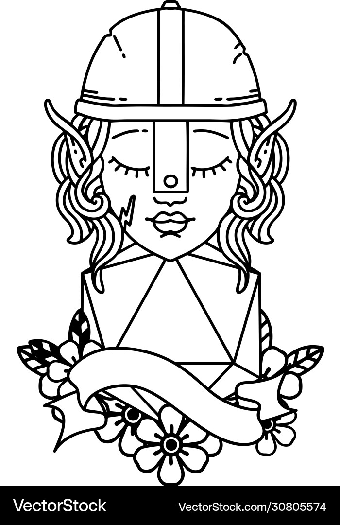 Elf fighter with natural twenty dice roll Vector Image