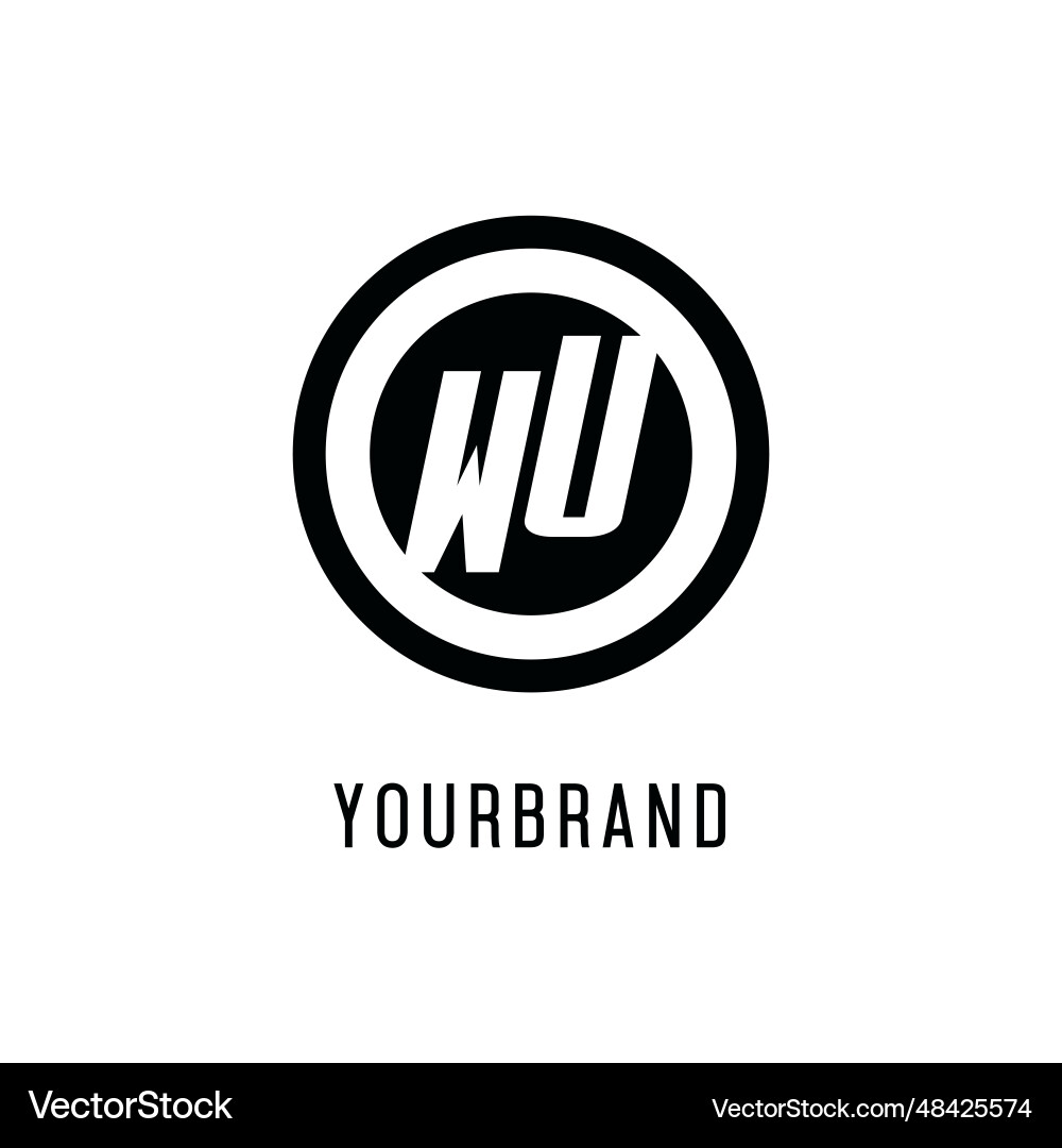 Initial wu logo concentric circle line clean Vector Image