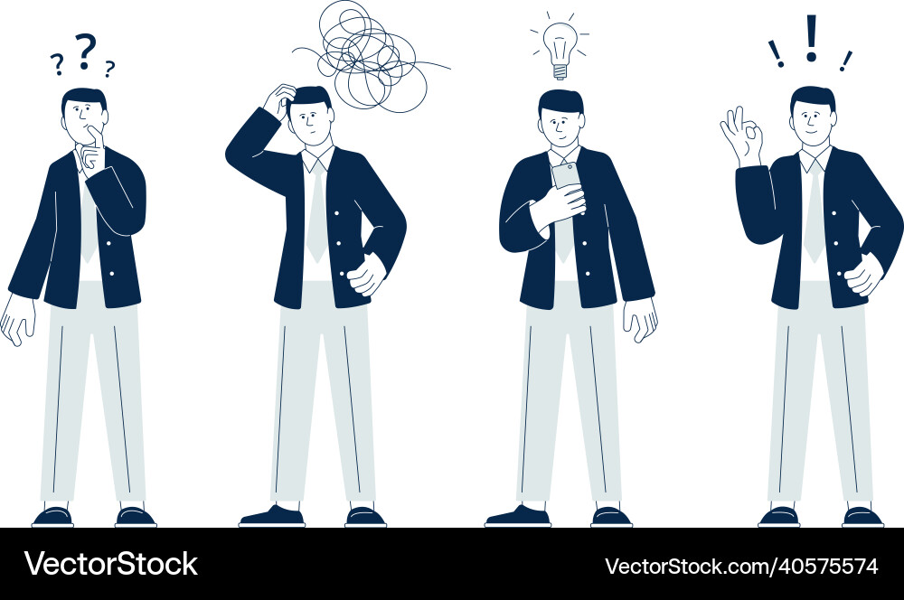Man thinking character student confused finding Vector Image