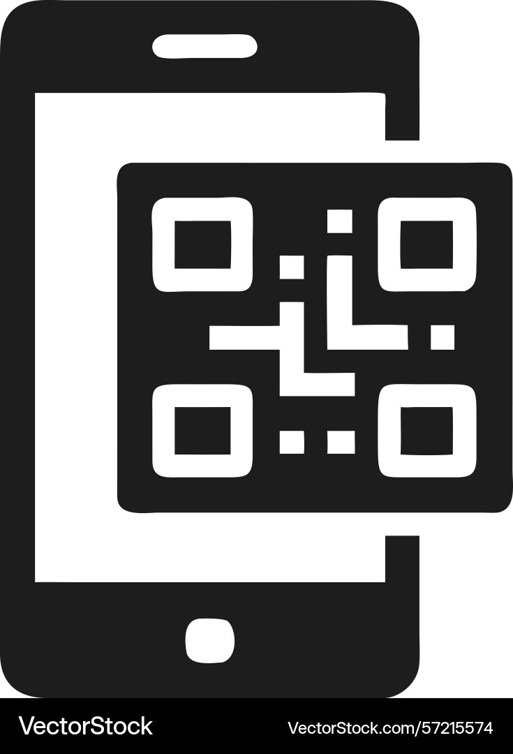Modern smartphone displaying a qr code icon Modern smartphone displaying a qr code icon vector image
