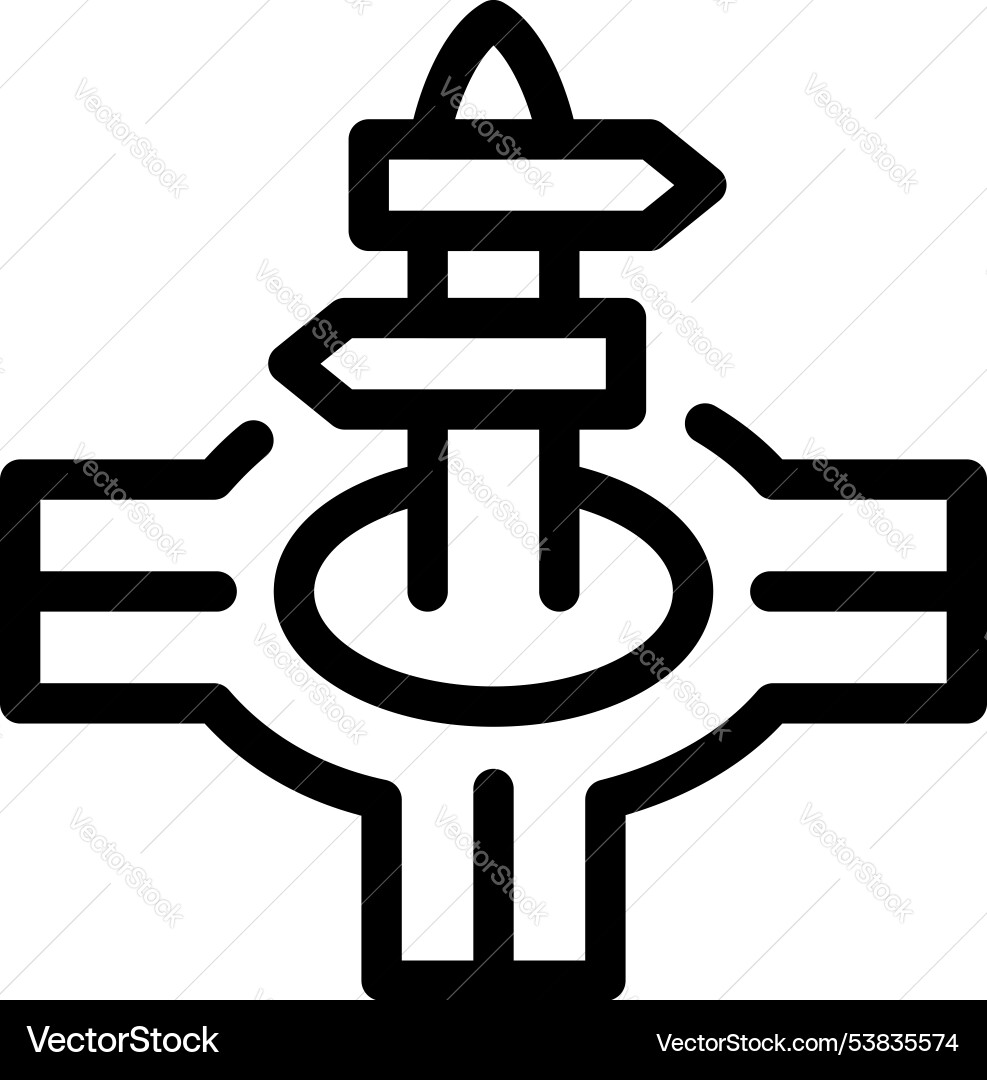 Road intersection with directional arrows showing vector image