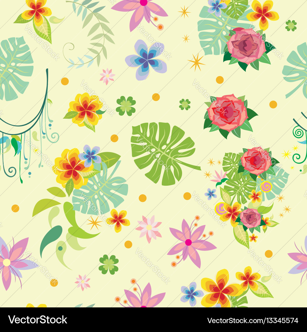 Seamless pattern with decorative plants Vector Image