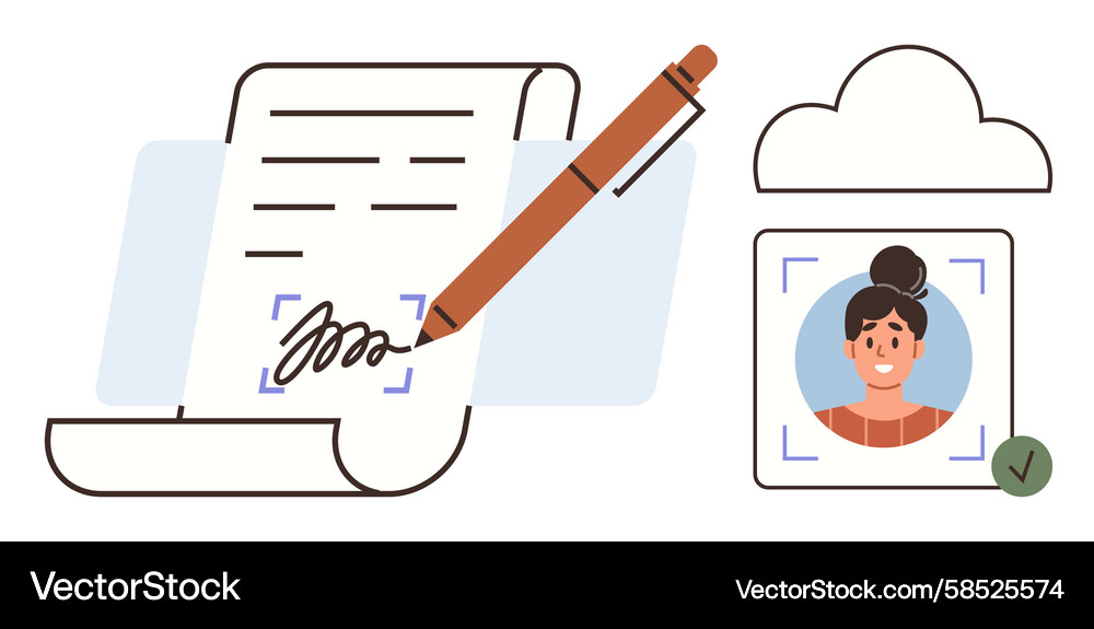 Secure Digital Signature & Identity Vector Image