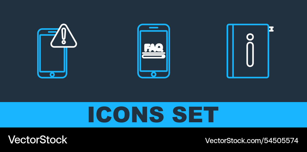 Set line user manual mobile with exclamation mark Set line user manual mobile with exclamation mark vector image