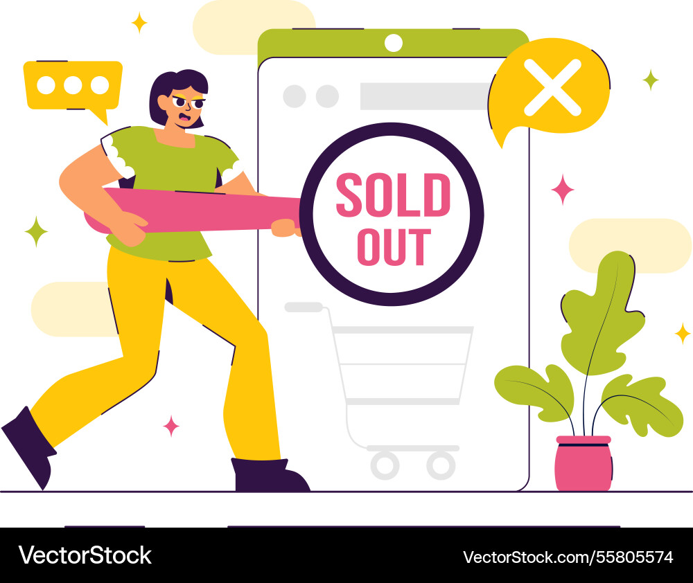 Sold out featuring a shopping message or special Sold out featuring a shopping message or special vector image