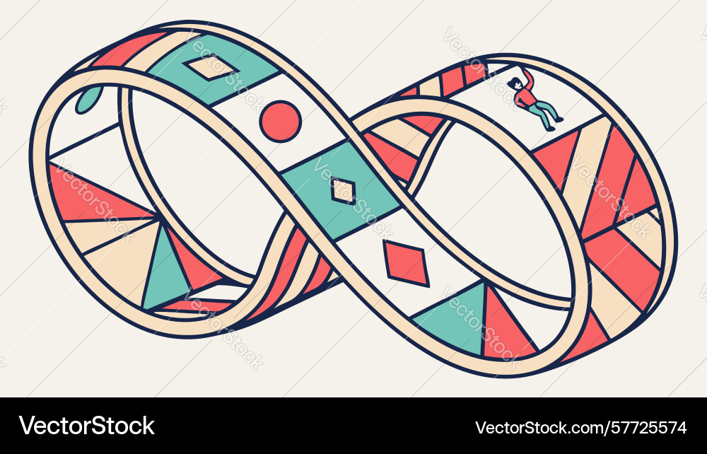 Stylized mobius strip abstract loop colorful vector image