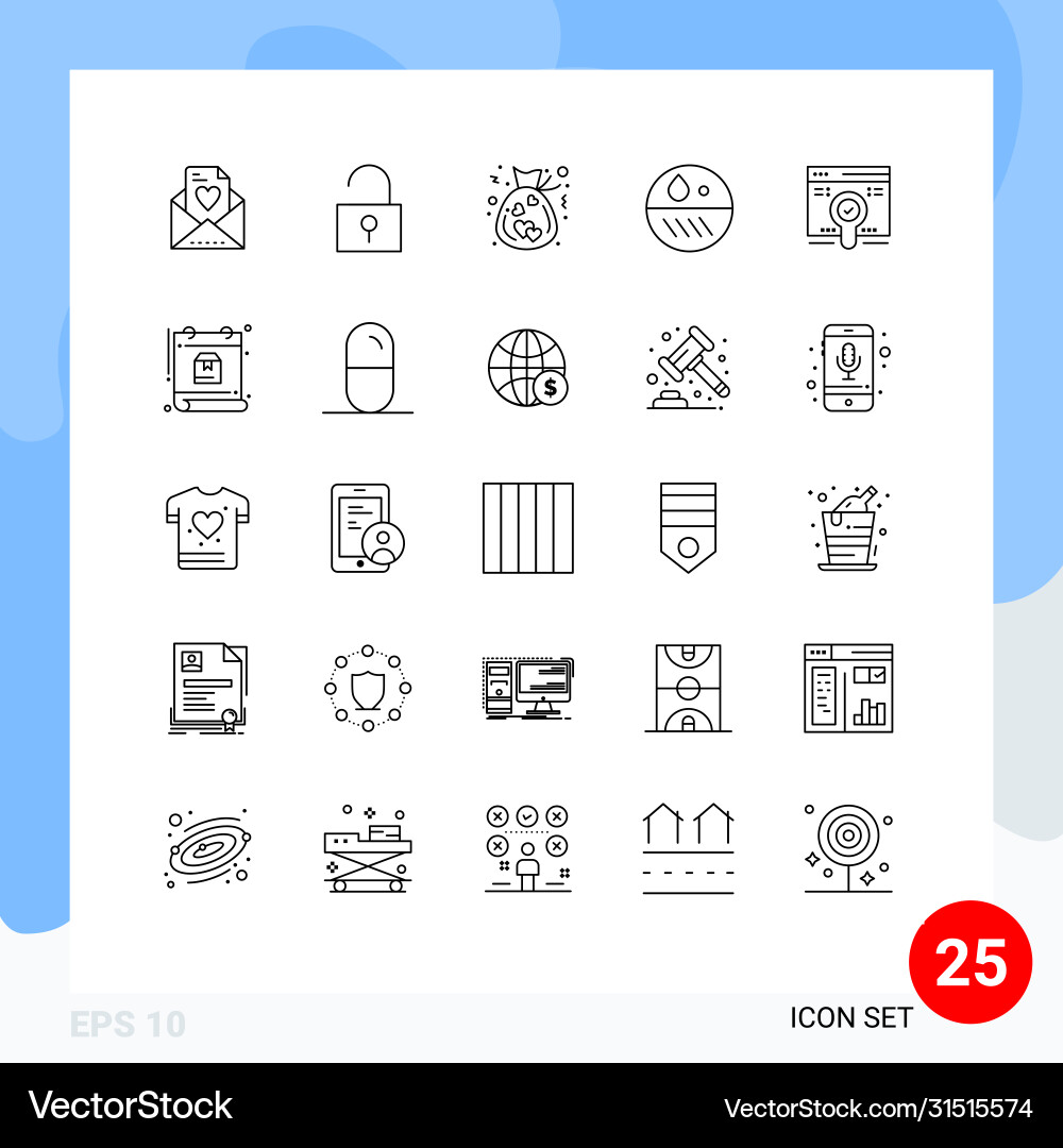 User interface pack 25 basic lines Vector Image