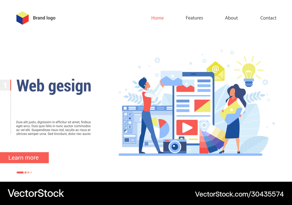Web designers discuss structure new site flat vector image