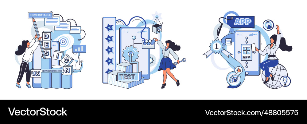 Application testing metaphor app test Vector Image