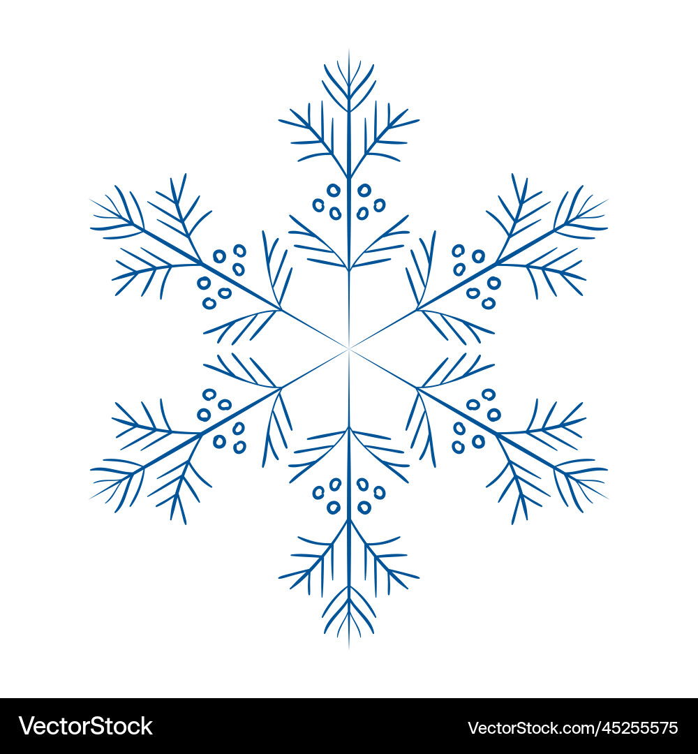 Blue template snowflake with shadow isolated Vector Image