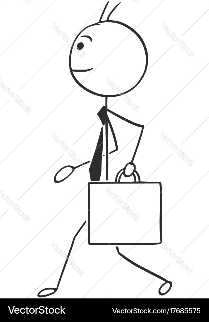 Cartoon Businessman with Briefcase Vector Image
