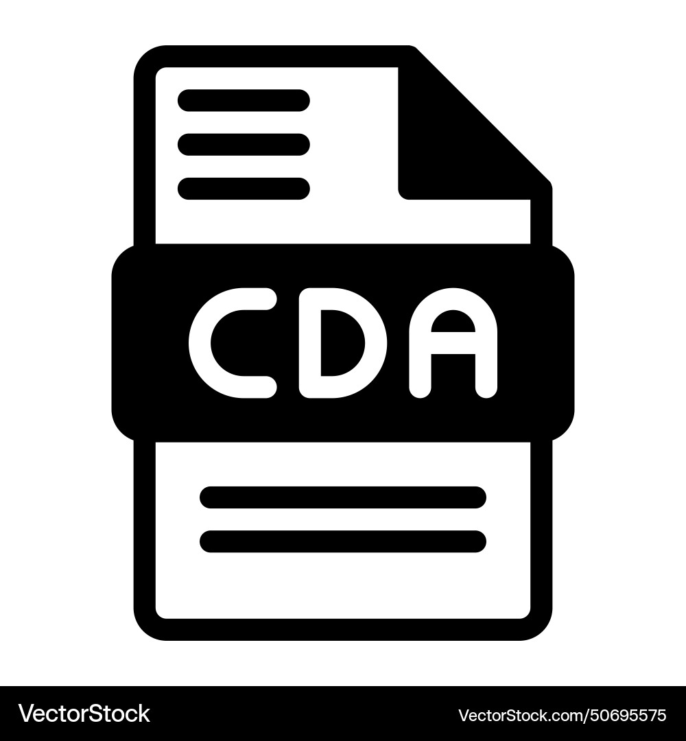 Cda file icon audio format symbol solid icons Vector Image