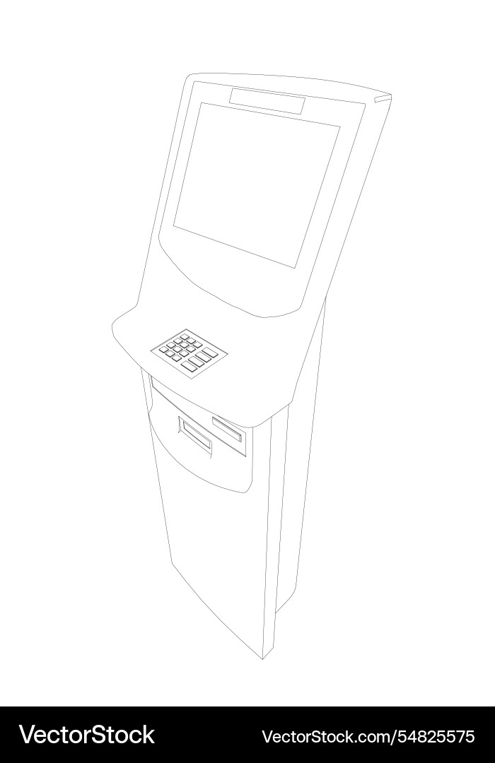 Contour atm with display bank terminal Contour atm with display bank terminal vector image