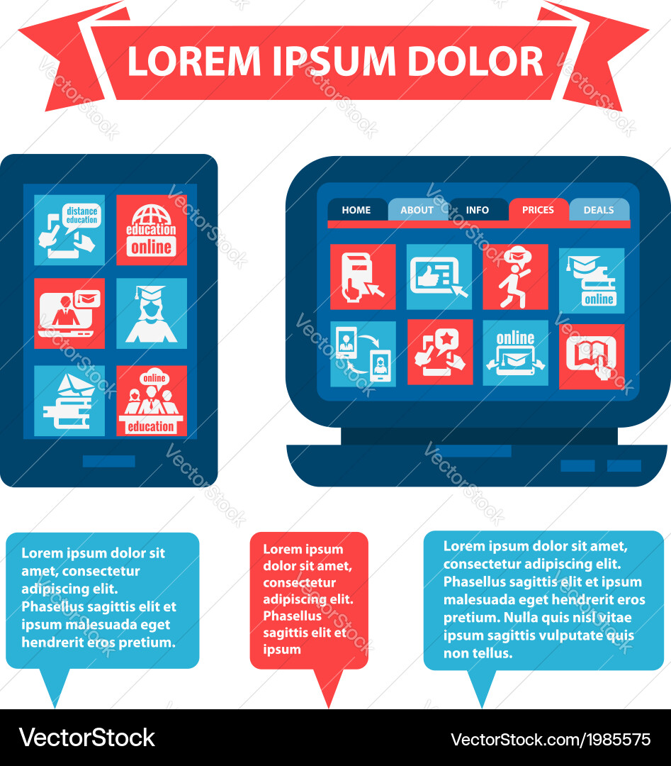 Flat mobile and web elements vector image