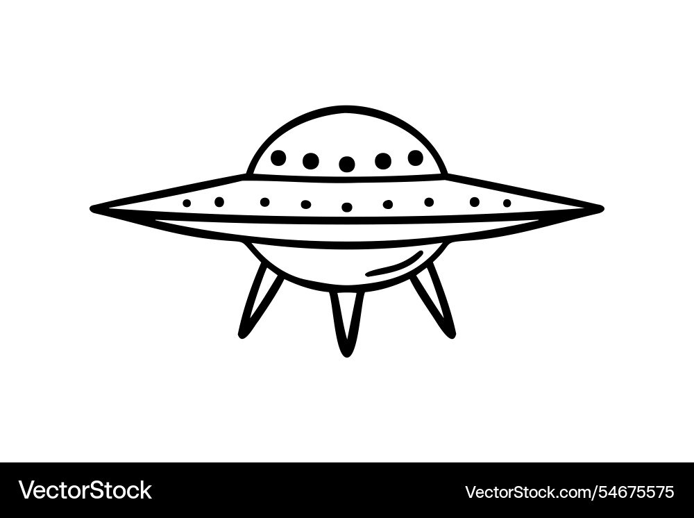 Flying saucer or ufo spaceship doodle hand drawn Flying saucer or ufo spaceship doodle hand drawn vector image