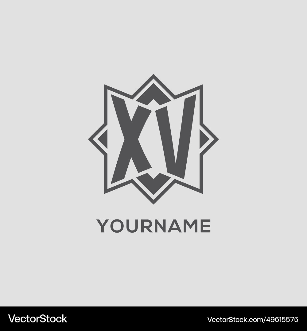 Monogram xv logo with eight point star style Vector Image