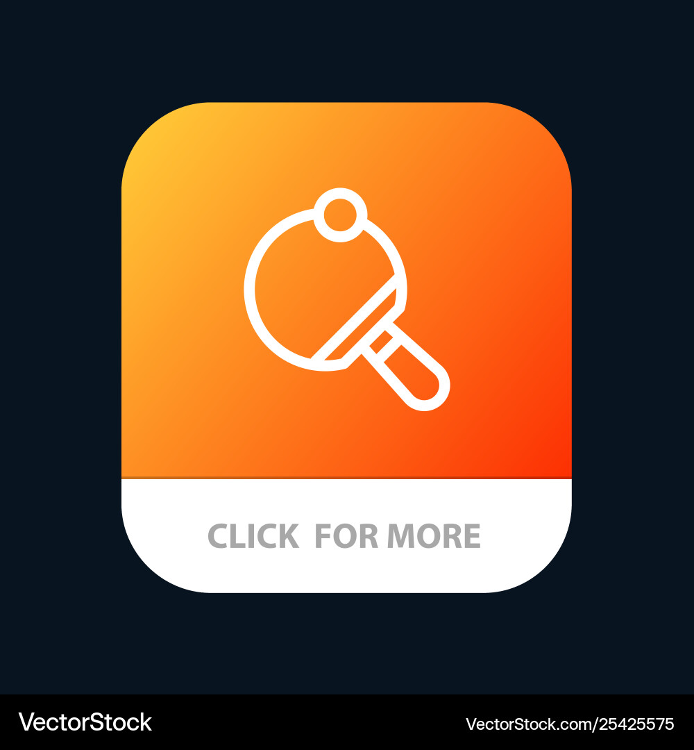 Pong racket table tennis mobile app button Pong racket table tennis mobile app button Vector Image