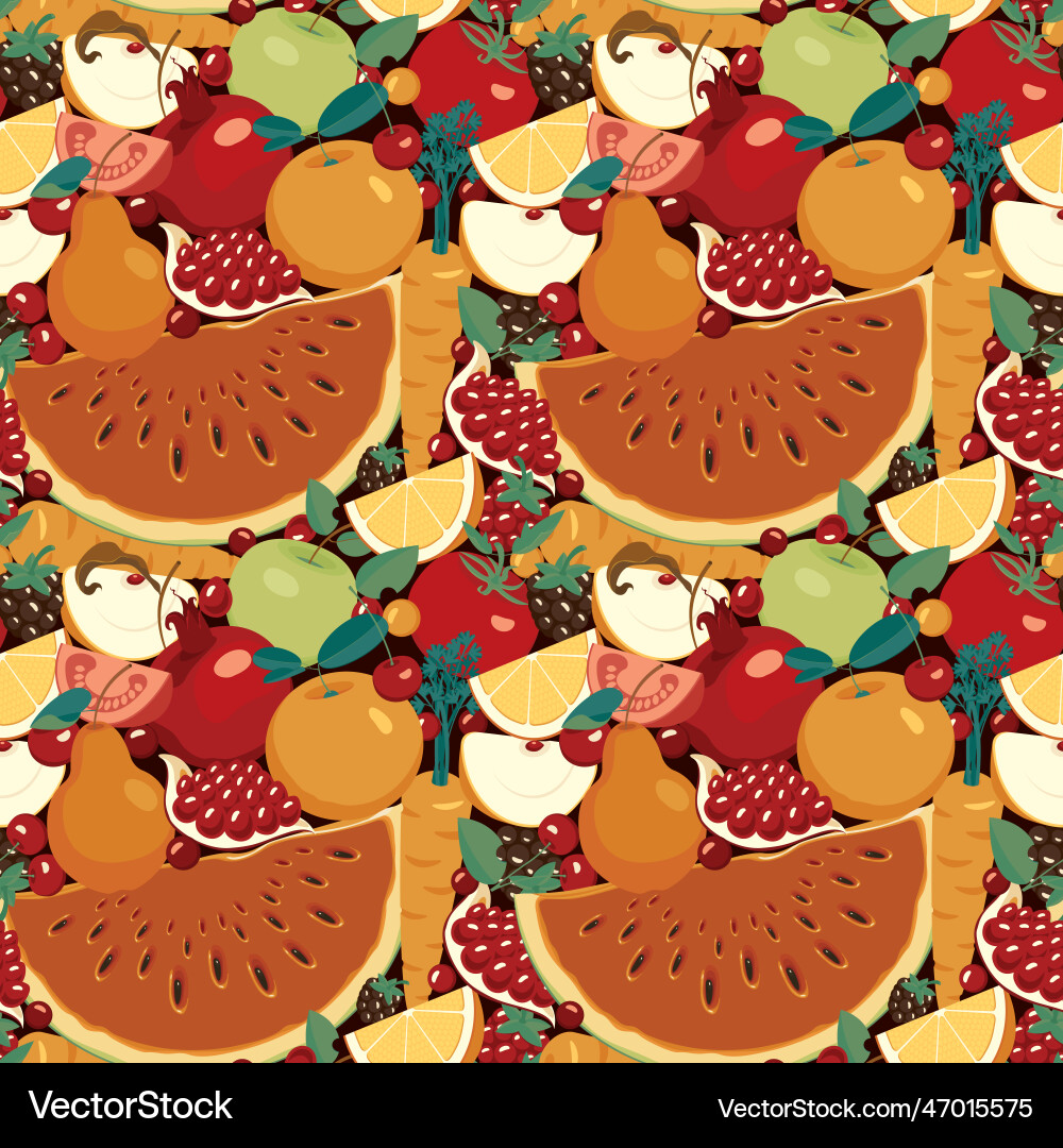Seamless pattern with various whole and sliced Seamless pattern with various whole and sliced Vector Image