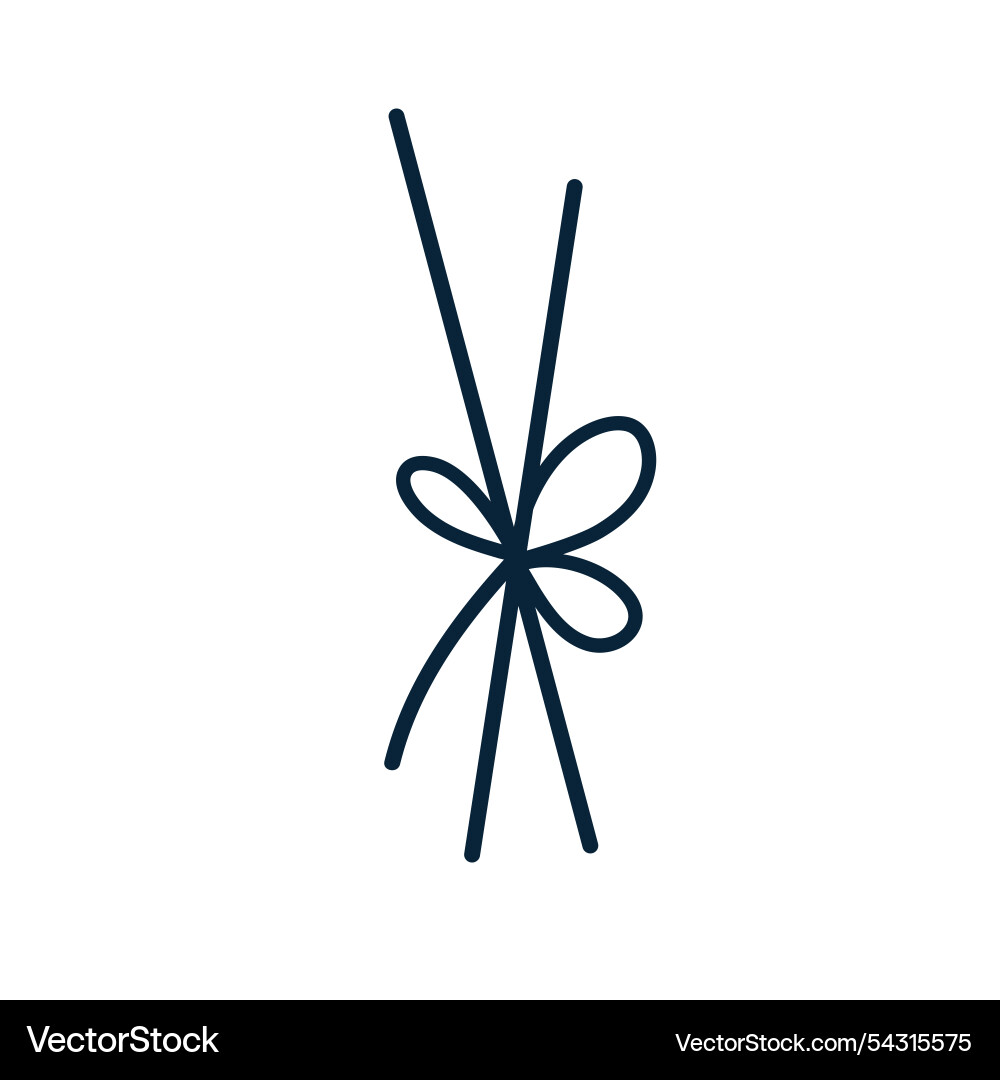 Thin strings tied in decorative bow rope twine Thin strings tied in decorative bow rope twine vector image