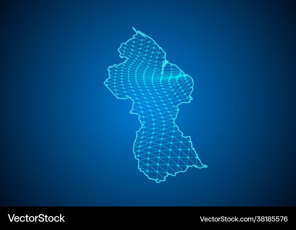 Abstract digital map guyana with particles Vector Image