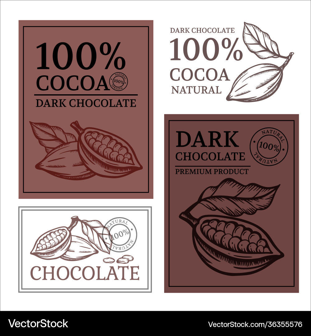 Chocolate and cocoa design label set Vector Image
