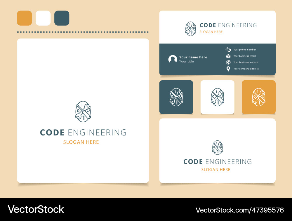 Code engineering logo design with editable slogan Vector Image