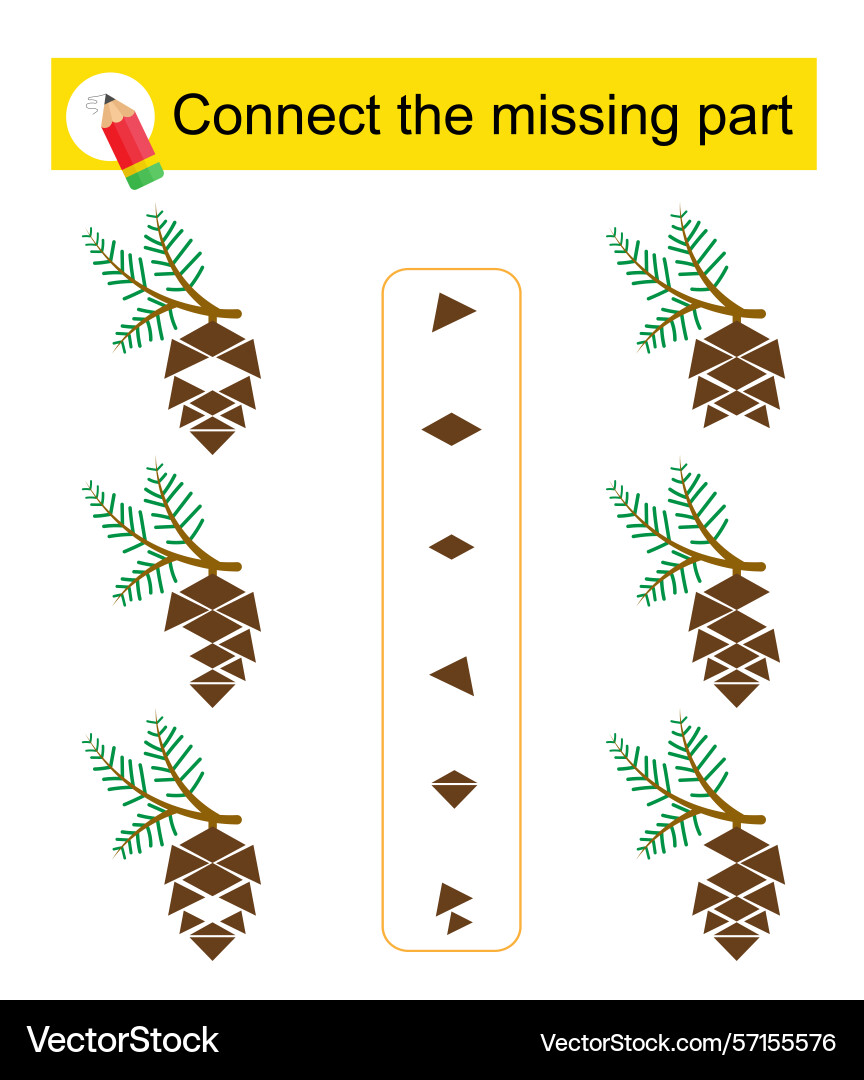 Connect the missing part attention task for kids Connect the missing part attention task for kids vector image