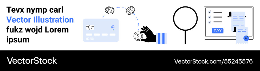 Digital payment process with card transactions Digital payment process with card transactions vector image