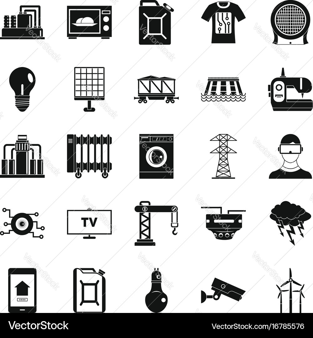 Electrician icons set simple style Vector Image