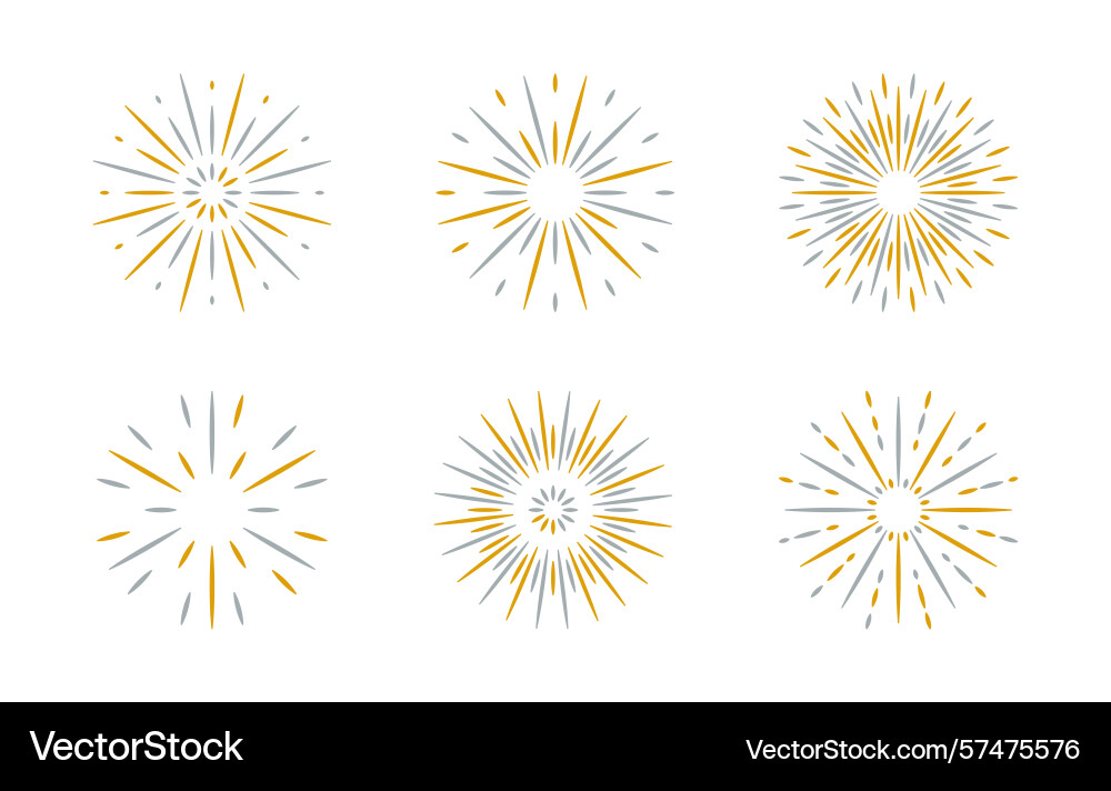 Flat fireworks set with flashes sparkles Vector Image