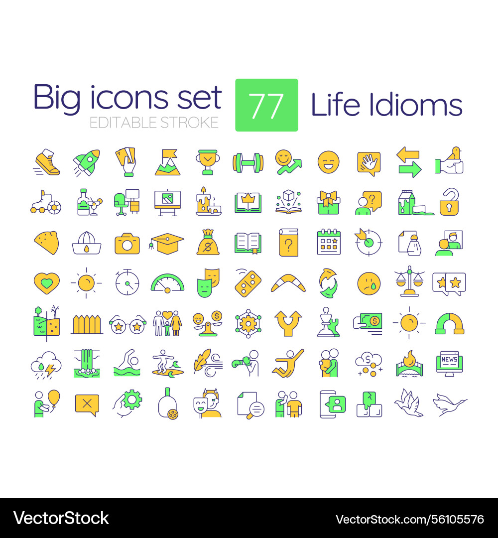 Life idioms rgb color icons set Life idioms rgb color icons set vector image