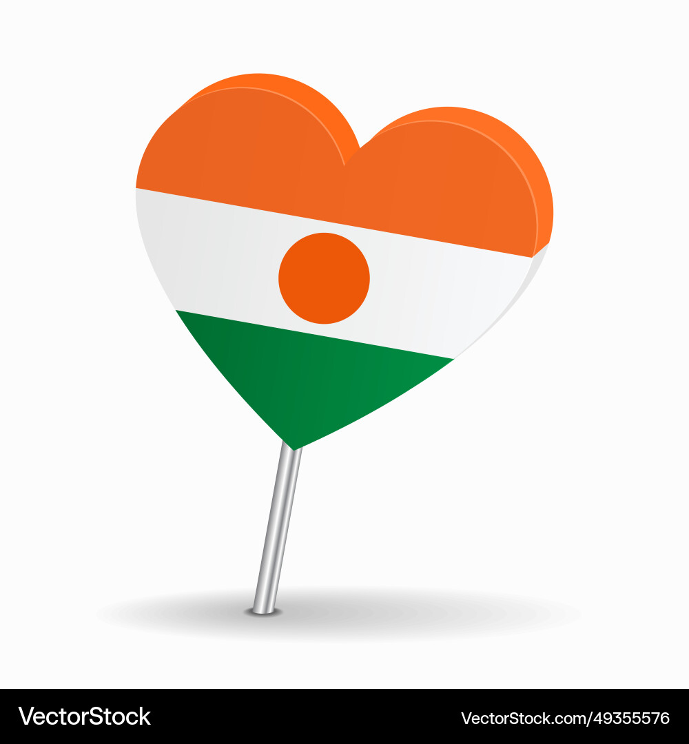 Niger flag heart-shaped map pointer layout Niger flag heart-shaped map pointer layout vector image