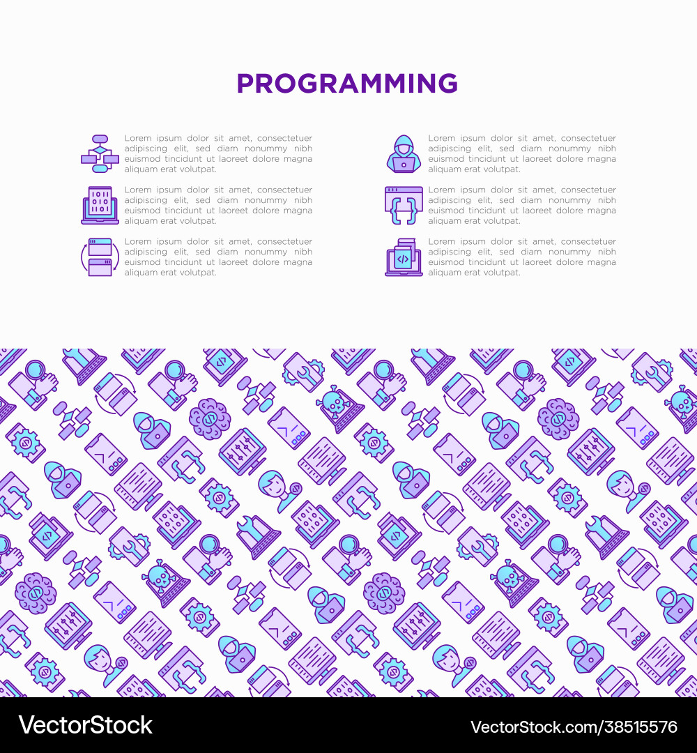 Programming concept with thin line icons Programming concept with thin line icons Vector Image