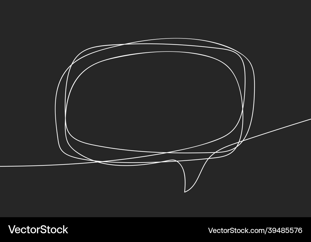 Rectangle speech bubble continuous one line Rectangle speech bubble continuous one line Vector Image