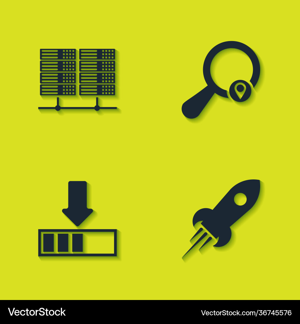 Set server data web hosting rocket ship Vector Image