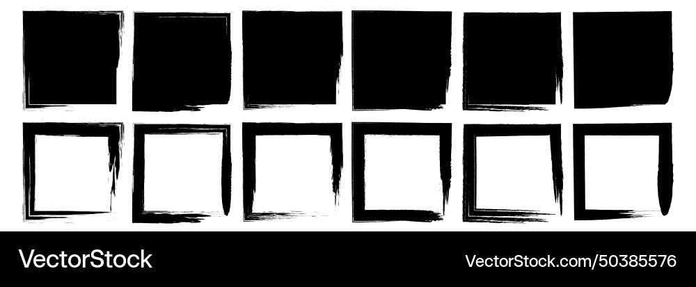 Square grunge splash frame border set Vector Image