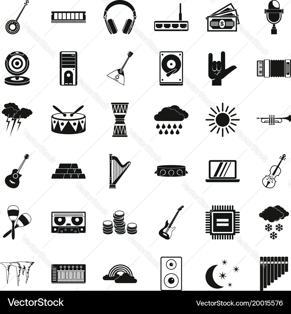 Thunder icons set simple style Vector Image