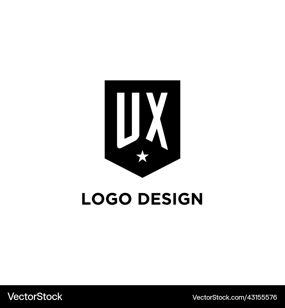 Ux monogram initial logo with geometric shield Ux monogram initial logo with geometric shield Vector Image