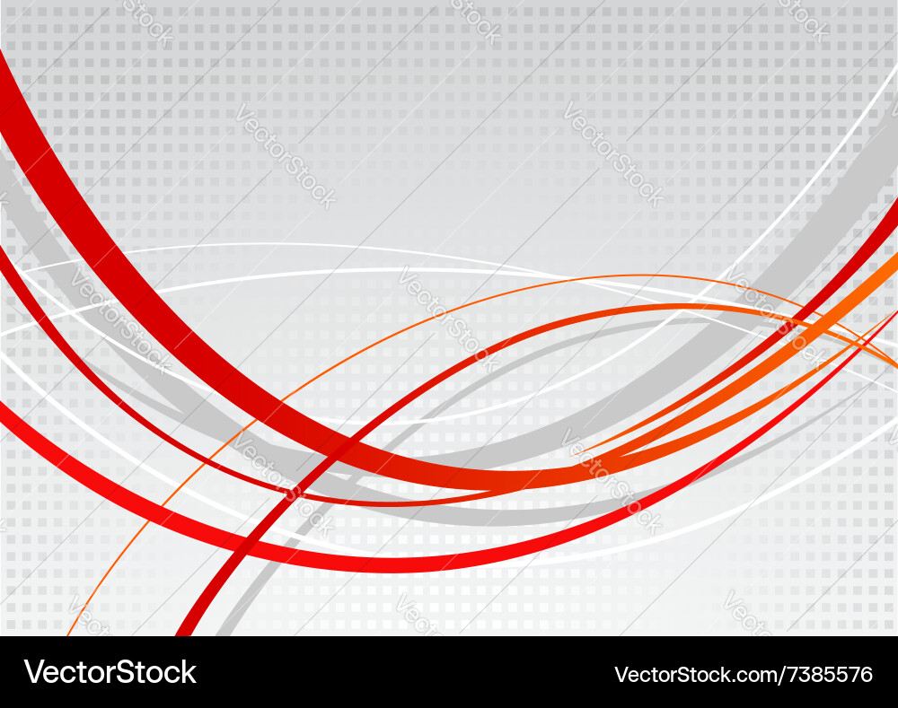 Wavy Red Lines on Gray Dots Vector Image