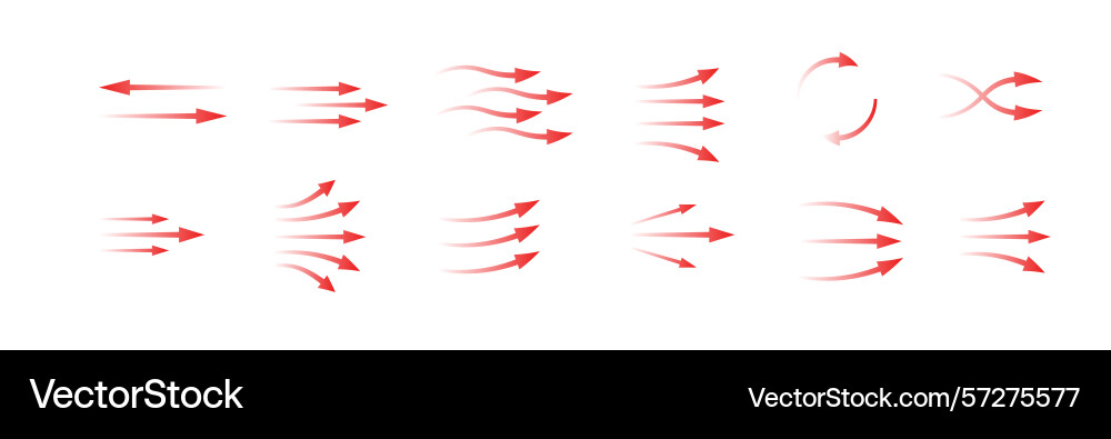 Arrows show flow and direction in various styles vector image