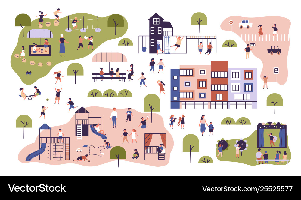 Children in Modern Preschool Vector Image