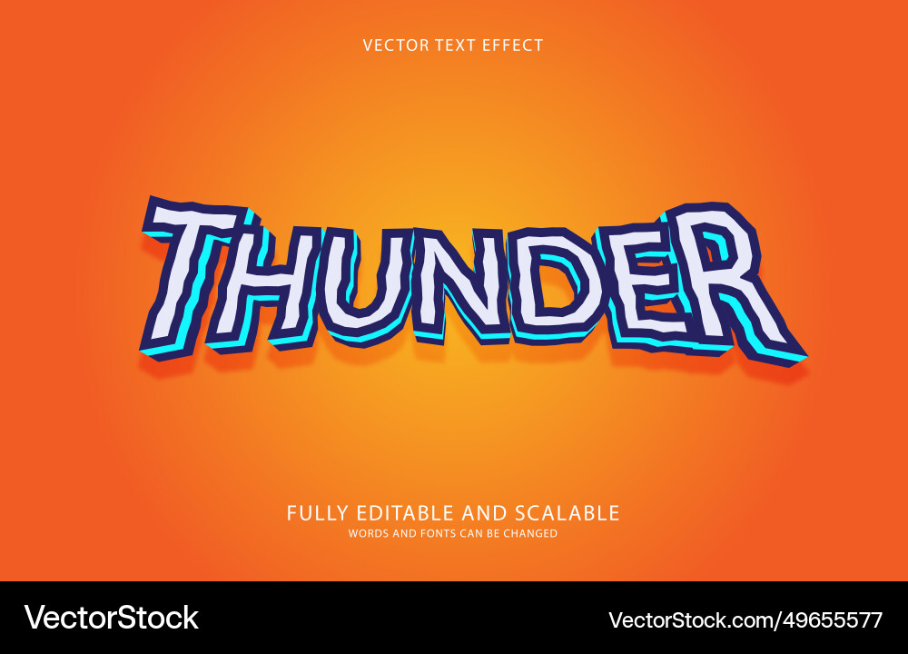 Editable text effect thunder style Vector Image