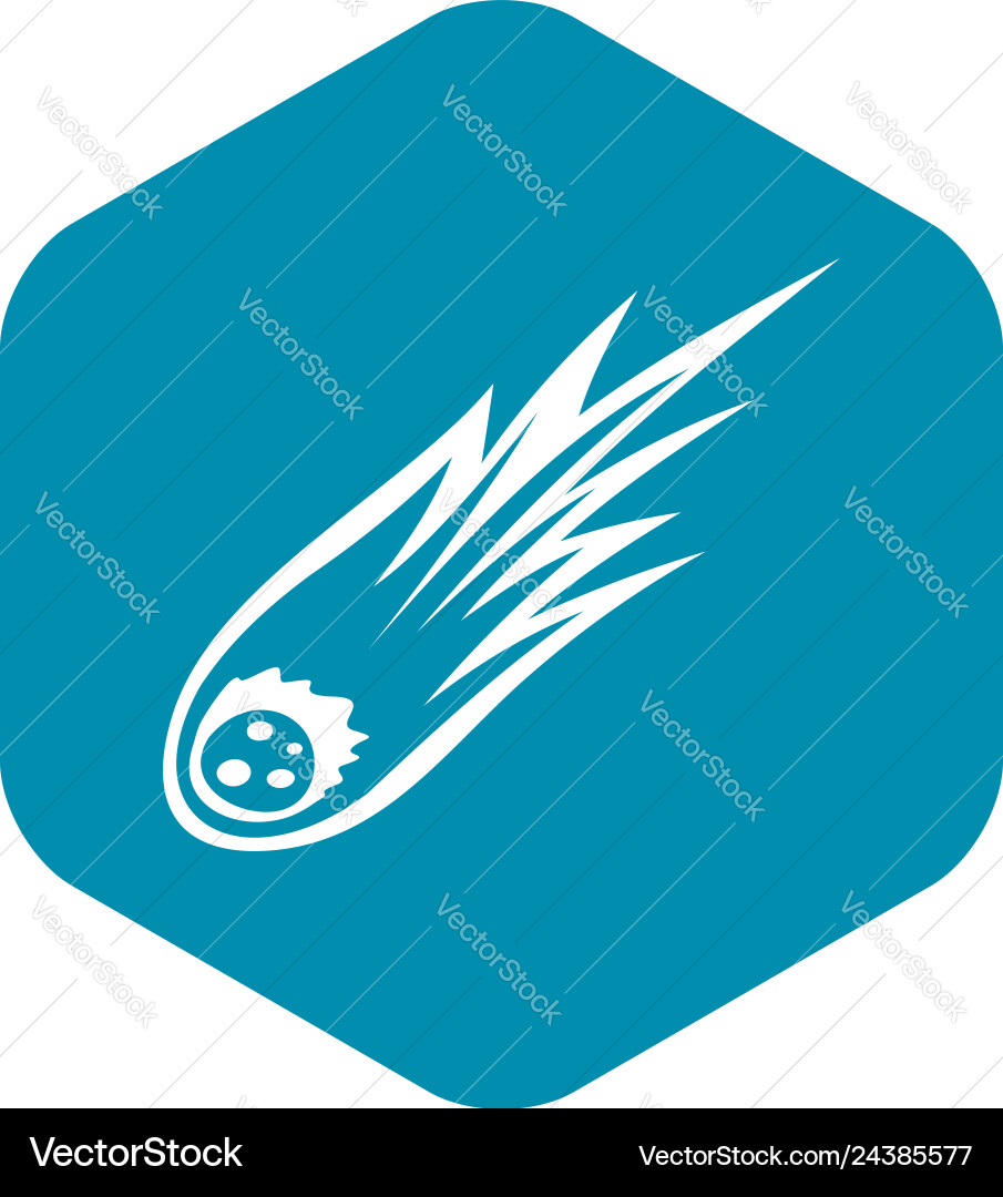 Falling meteor with long tail icon simple style Falling meteor with long tail icon simple style vector image