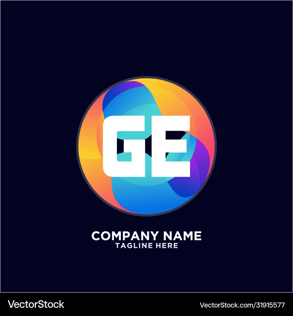 Ge initial logo with colorful circle template Vector Image