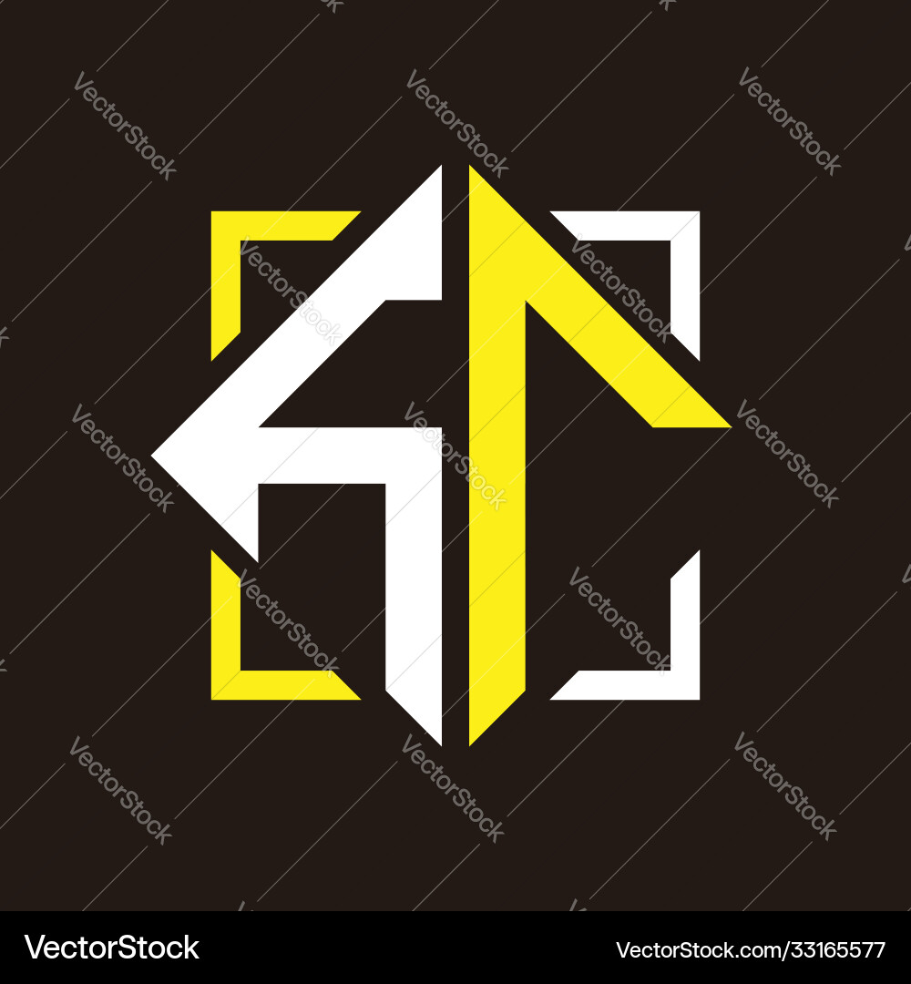 H r initials quadrangle monogram with square H r initials quadrangle monogram with square Vector Image