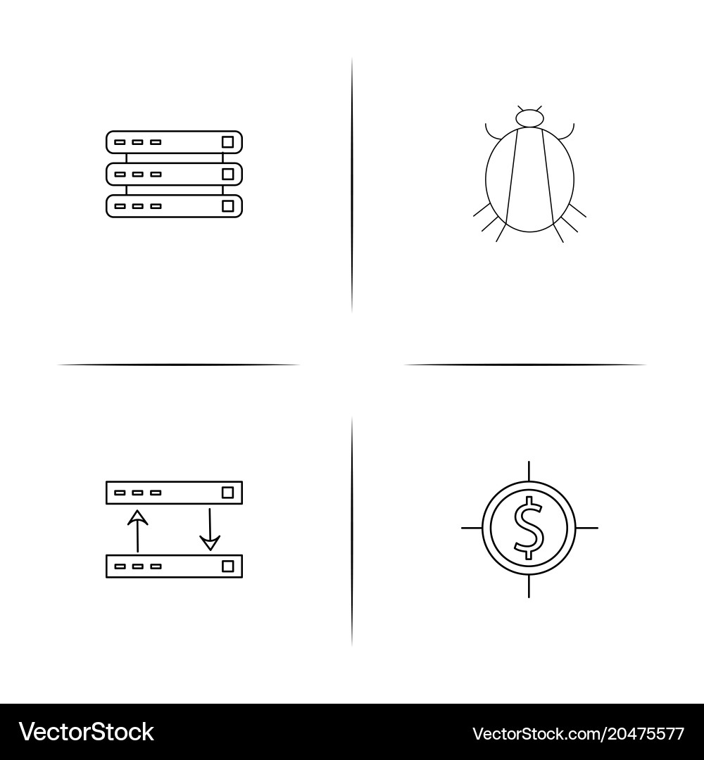 Internet security simple linear icons set Vector Image