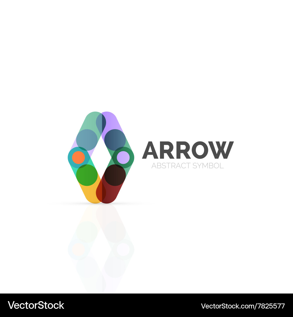 Linear arrow abstract logo connected multicolored Vector Image