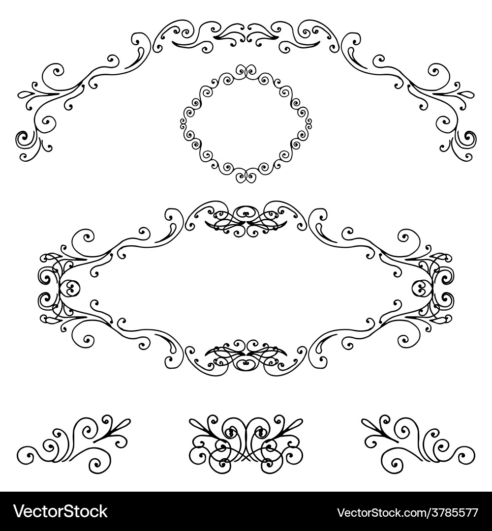 Ornate Decorative Borders & Frames Vector Image
